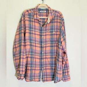 Tommy Bahama - Linen Long Sleeve Button Down Pastel Plaid Beach - Men's size L